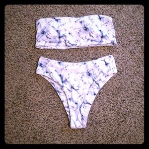 Marble high waisted swimsuit